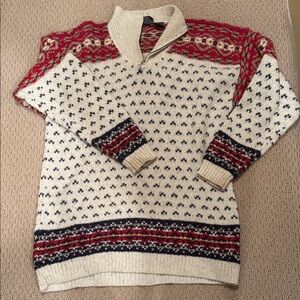 80’s Liz Claiborne Red and Cream Turtleneck Sweater